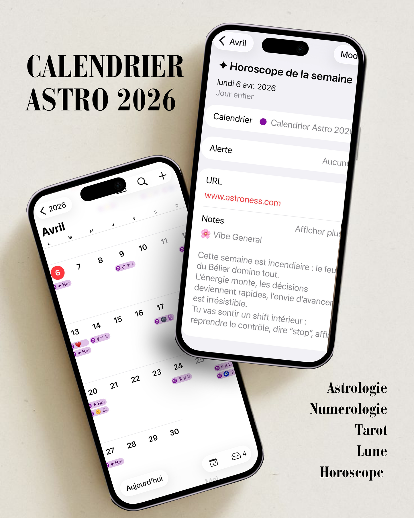Calendrier digital astrologique 2026
