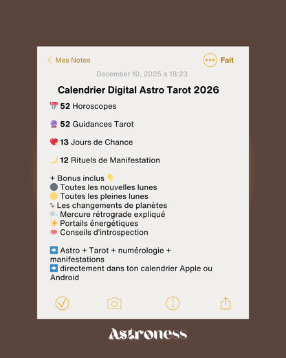Calendrier digital astrologique 2026