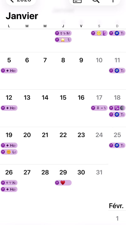 Calendrier digital astrologique 2026